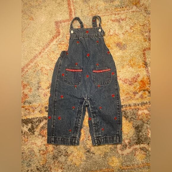 Gymboree Vintage Floral Jean Denim Overalls Baby Girls size 6-9 months - Picture 1 of 5